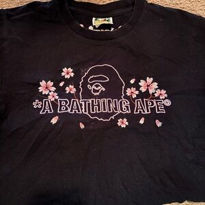 Bape Black Tee with Brown Ape Head Tag